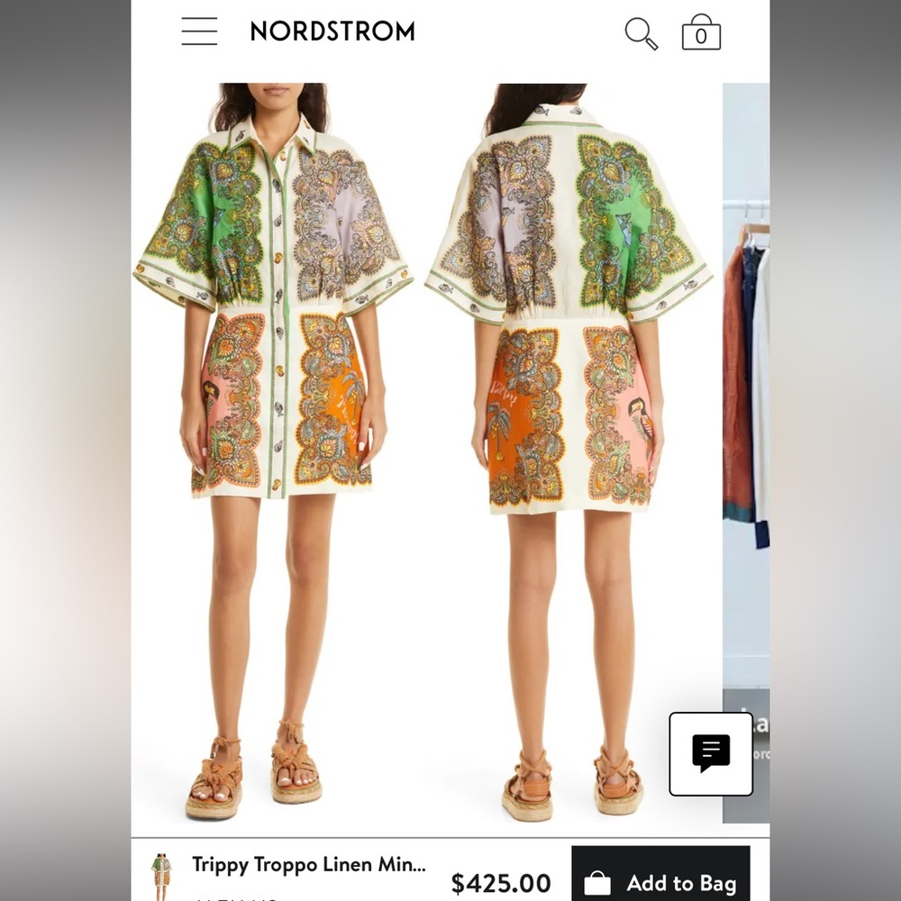 Alemais Trippy Troppo Linen Mini Shirtdress size 4